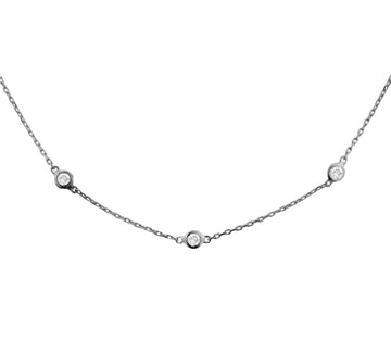 3.00 CT Bezel Set Diamond by Yard Necklace in 14k White Gold